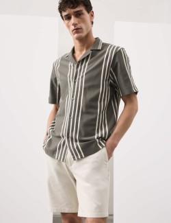 Texturovaná polokošile s klopou, z čisté bavlny