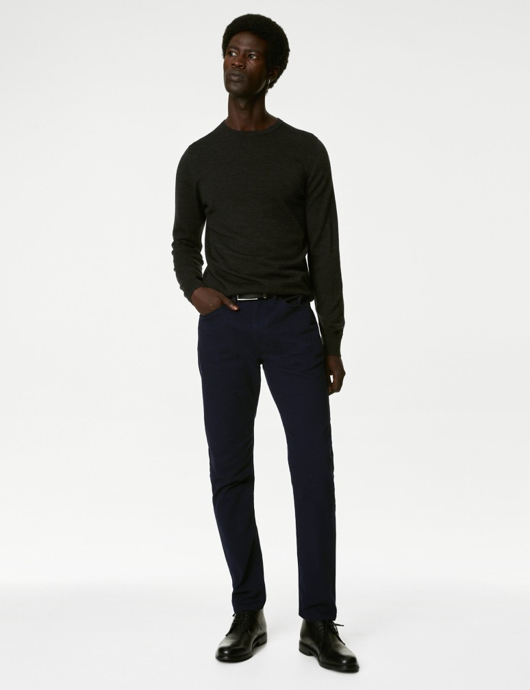 Slim Fit Cotton Rich Italian Trousers