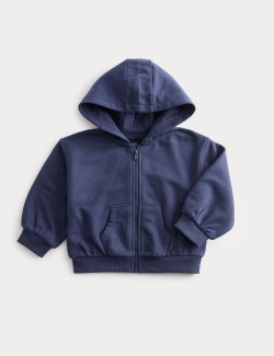 Cotton Rich Navy Zip Through Hoodie (0-3 Yrs)