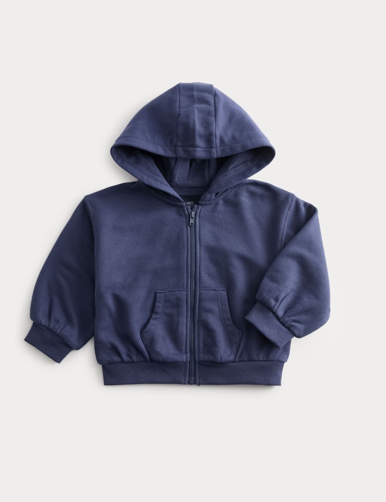 Cotton Rich Navy Zip Through Hoodie (0-3 Yrs)