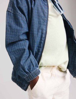 Pruhovaná džínová bunda z čisté bavlny (2–8 let)