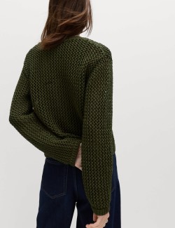 Textured Tie Front Slim Fit Cropped Cardigan