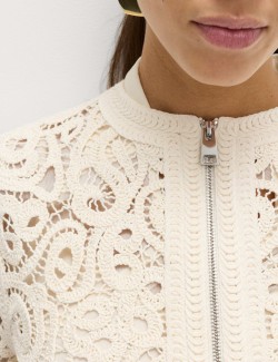 Cotton Rich Textured Cropped Knitted Jacket