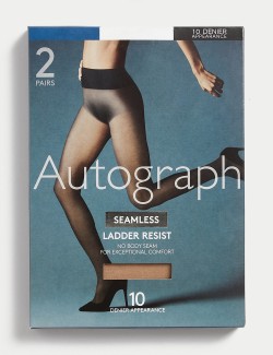 2pk 10 Denier Ladder Resist Seamless Tights