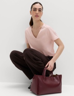 Tričko z čisté bavlny s výstřihem do V