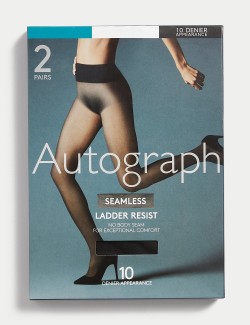 2pk 10 Denier Ladder Resist Seamless Tights