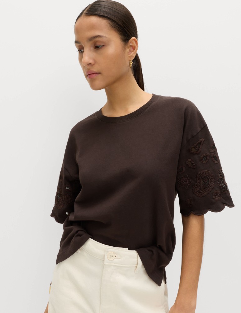 Pure Cotton Broderie Boxy T-Shirt