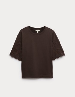 Pure Cotton Broderie Boxy T-Shirt