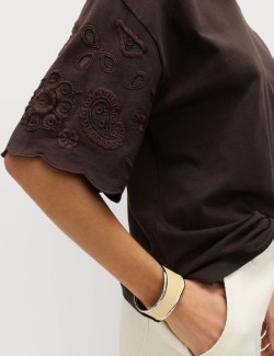 Pure Cotton Broderie Boxy T-Shirt