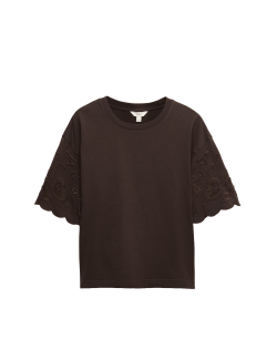 Pure Cotton Broderie Boxy T-Shirt