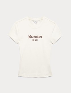 Pure Cotton Slogan Slim Fit T-Shirt