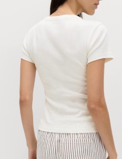 Pure Cotton Slogan Slim Fit T-Shirt