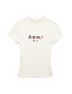 Pure Cotton Slogan Slim Fit T-Shirt