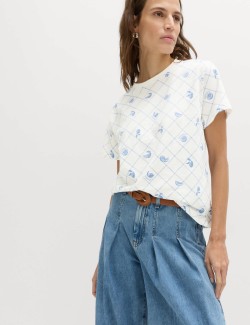 Pure Slub Cotton Checked T-Shirt