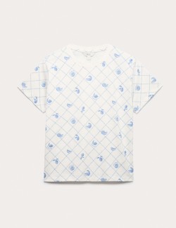 Pure Slub Cotton Checked T-Shirt