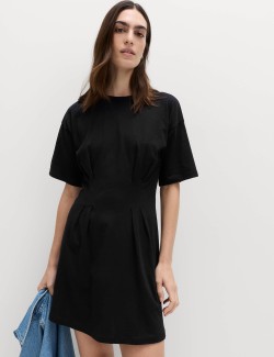 Pure Cotton Waisted Mini T-Shirt Dress