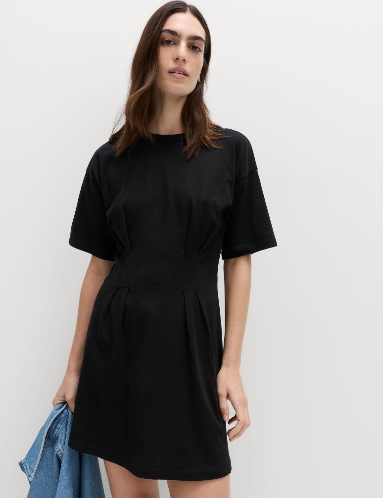 Pure Cotton Waisted Mini T-Shirt Dress
