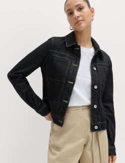 Denim Collared Short Trucker Jacket