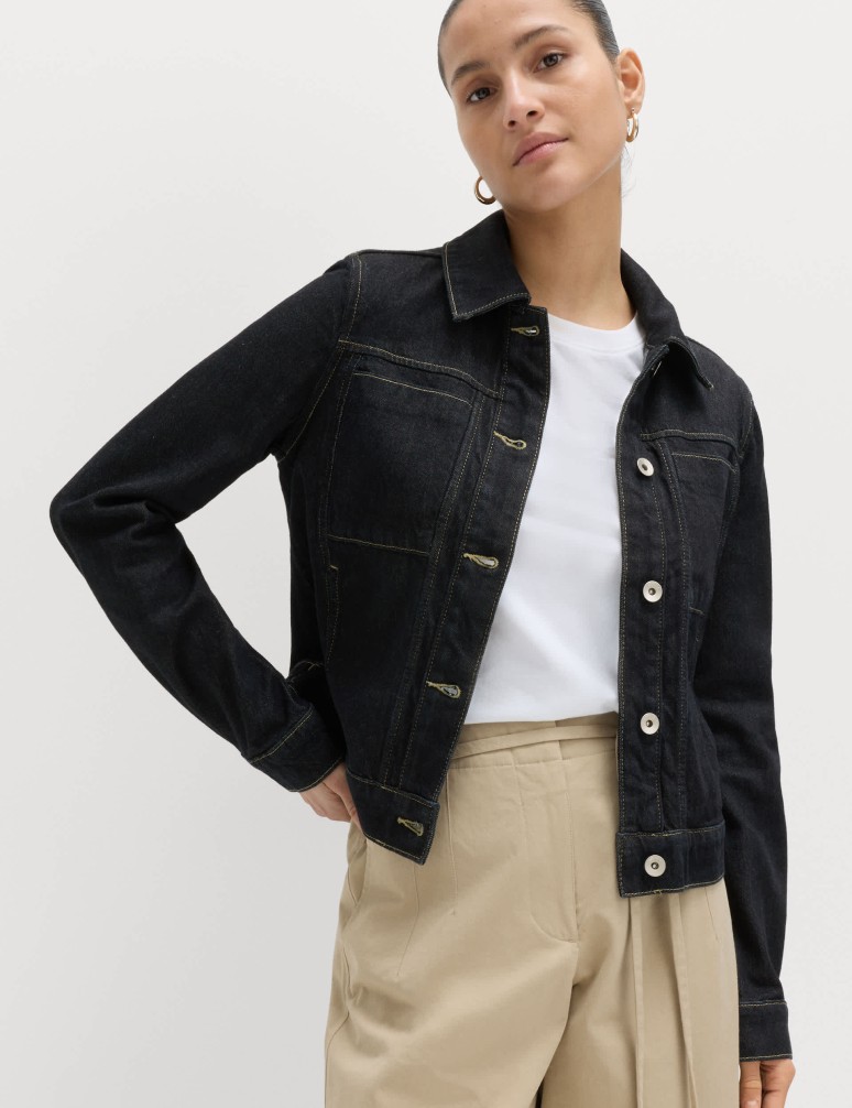 Denim Collared Short Trucker Jacket