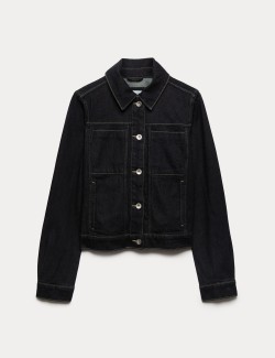 Denim Collared Short Trucker Jacket