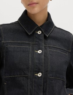 Denim Collared Short Trucker Jacket