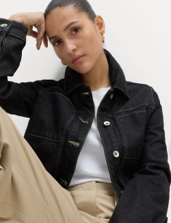 Denim Collared Short Trucker Jacket