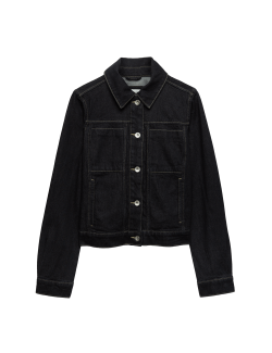 Denim Collared Short Trucker Jacket