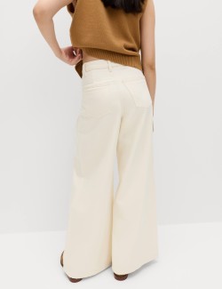 High Waisted Pleated Palazzo Jeans