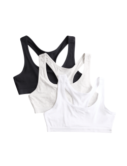 3 Pack Cotton with Stretch Racer Crop Tops (6-16 Yrs)