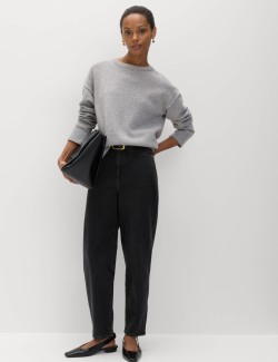 Džíny ke kotníkům střihu Mom s vysokým pasem