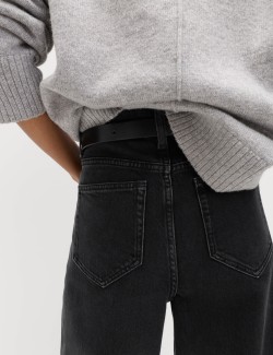 Džíny ke kotníkům střihu Mom s vysokým pasem