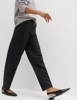 Džíny ke kotníkům střihu Mom s vysokým pasem