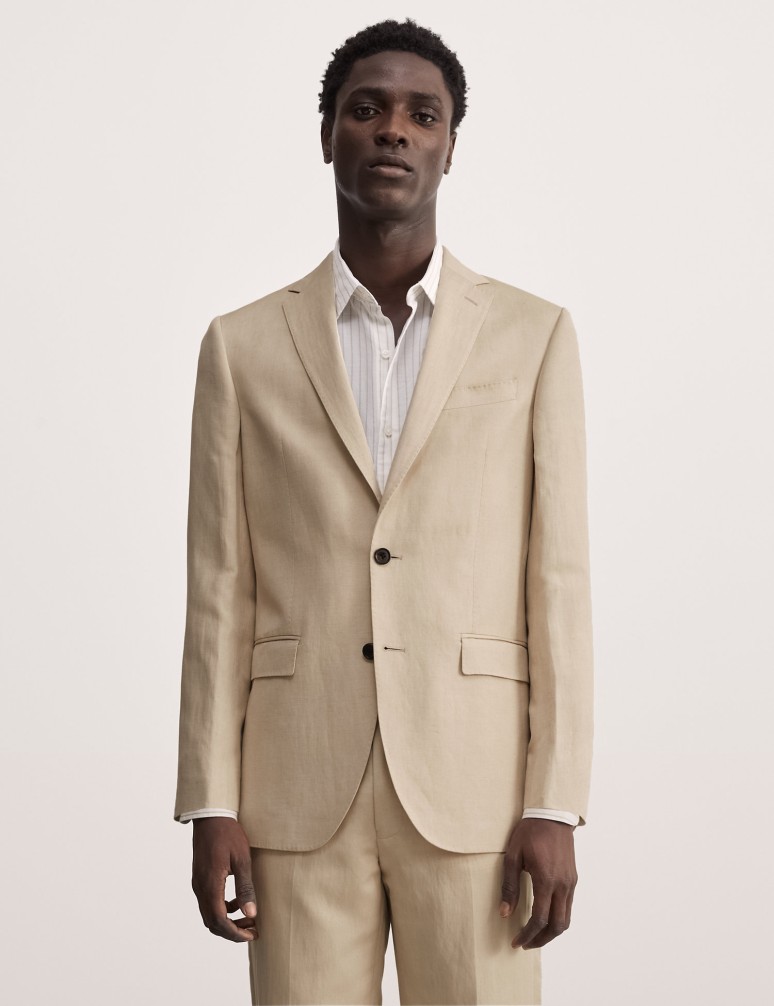 Tailored Fit Linen Blend Suit Jacket