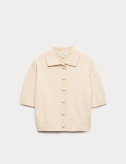 Cotton Rich Textured Cropped Cardigan