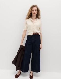 Cotton Rich Textured Cropped Cardigan