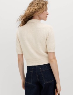 Cotton Rich Textured Cropped Cardigan