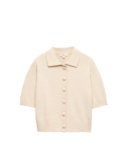 Cotton Rich Textured Cropped Cardigan