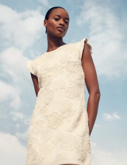 Floral Textured Knitted Mini Dress