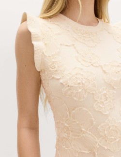 Floral Textured Knitted Mini Dress