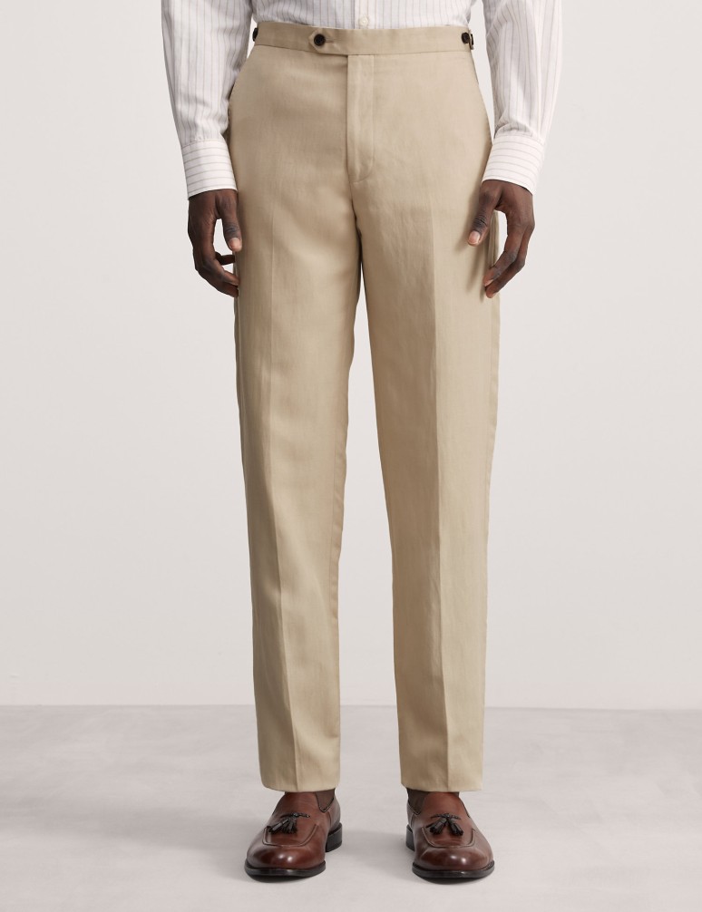 Tailored Fit Silk Linen Blend Trousers