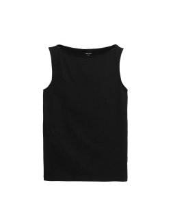 Tílkový top úzkého střihu s lodičkovým výstřihem s vysokým podílem bavlny