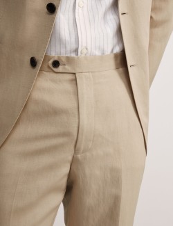 Tailored Fit Silk Linen Blend Trousers