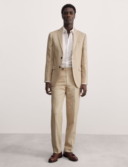 Tailored Fit Silk Linen Blend Trousers