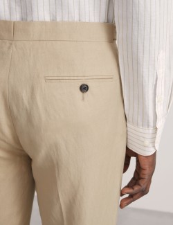 Tailored Fit Silk Linen Blend Trousers