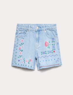 Denim Cross Stitch Bermuda Shorts (6-16 Yrs)