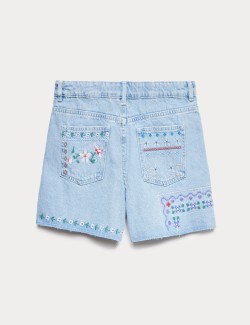 Denim Cross Stitch Bermuda Shorts (6-16 Yrs)