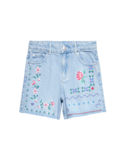 Denim Cross Stitch Bermuda Shorts (6-16 Yrs)