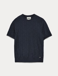 Mercerised Cotton Geometric Knitted T-shirt