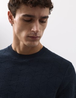 Mercerised Cotton Geometric Knitted T-shirt