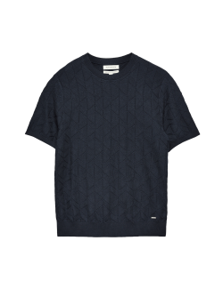 Mercerised Cotton Geometric Knitted T-shirt